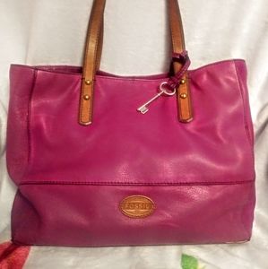 Magenta leather Fossil shoulder bag